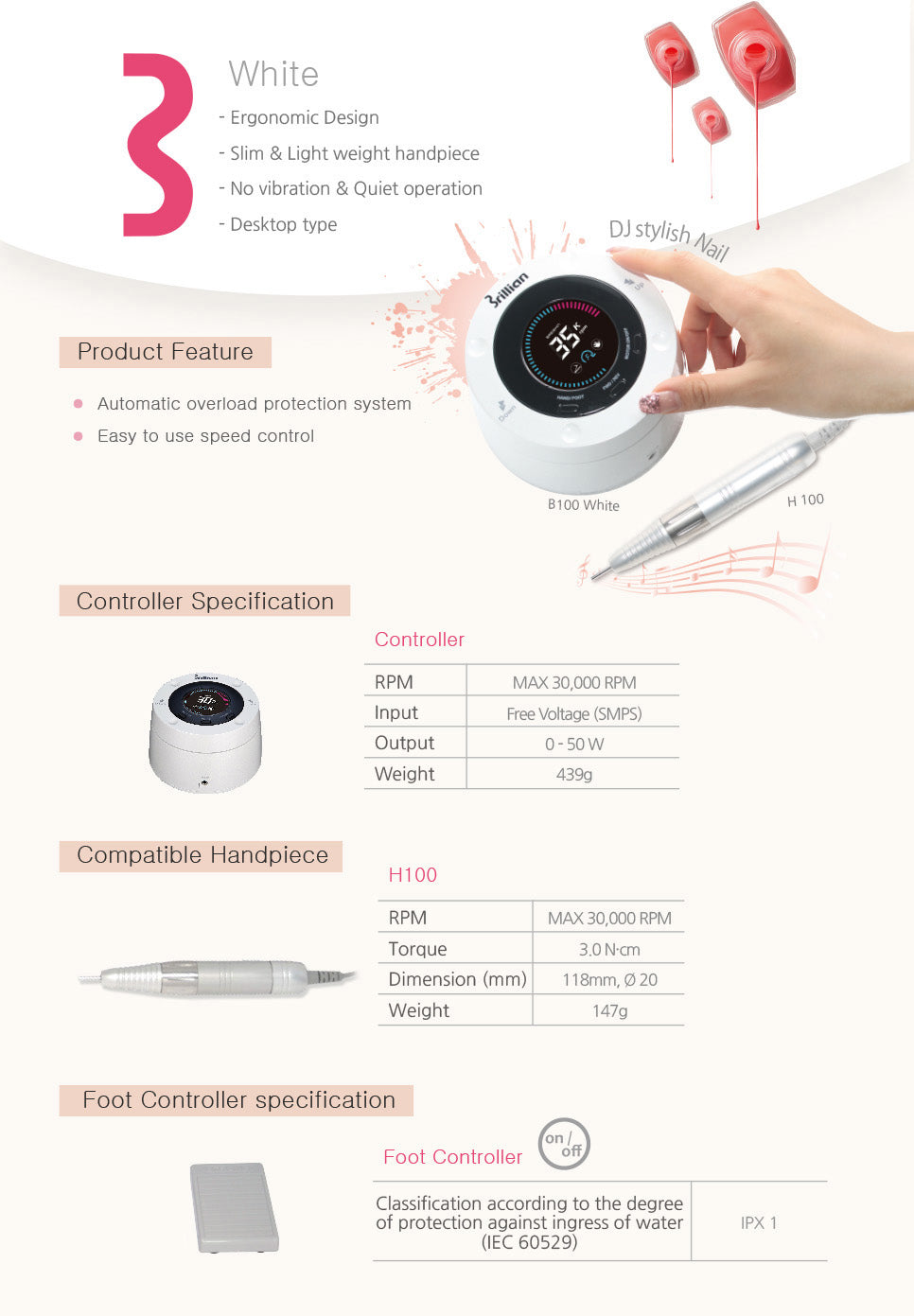 Torno Saeshin Brillian White. 30000rpm