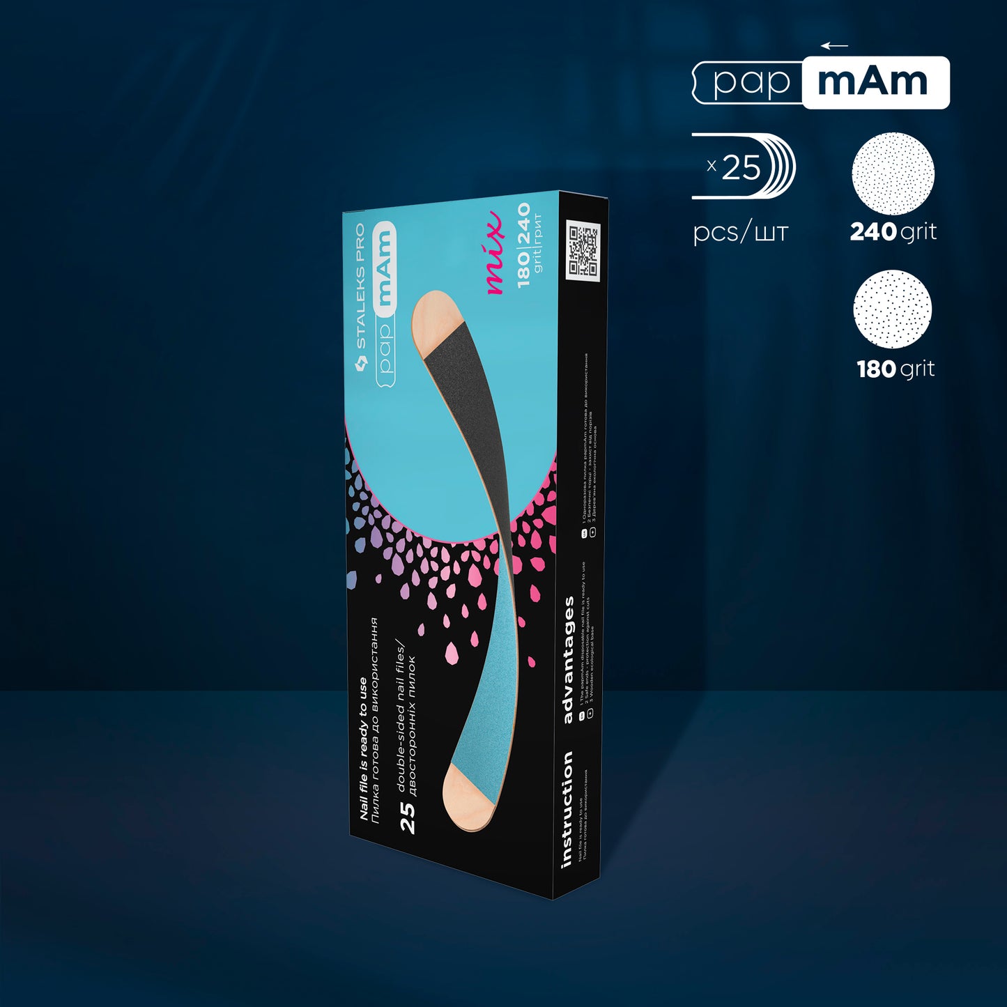 Lima para uñas Staleks Pro Mix. Recta, 25 ud