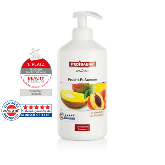 Crema afrutada para los pies con aceite de mango y aceite de melocotón
