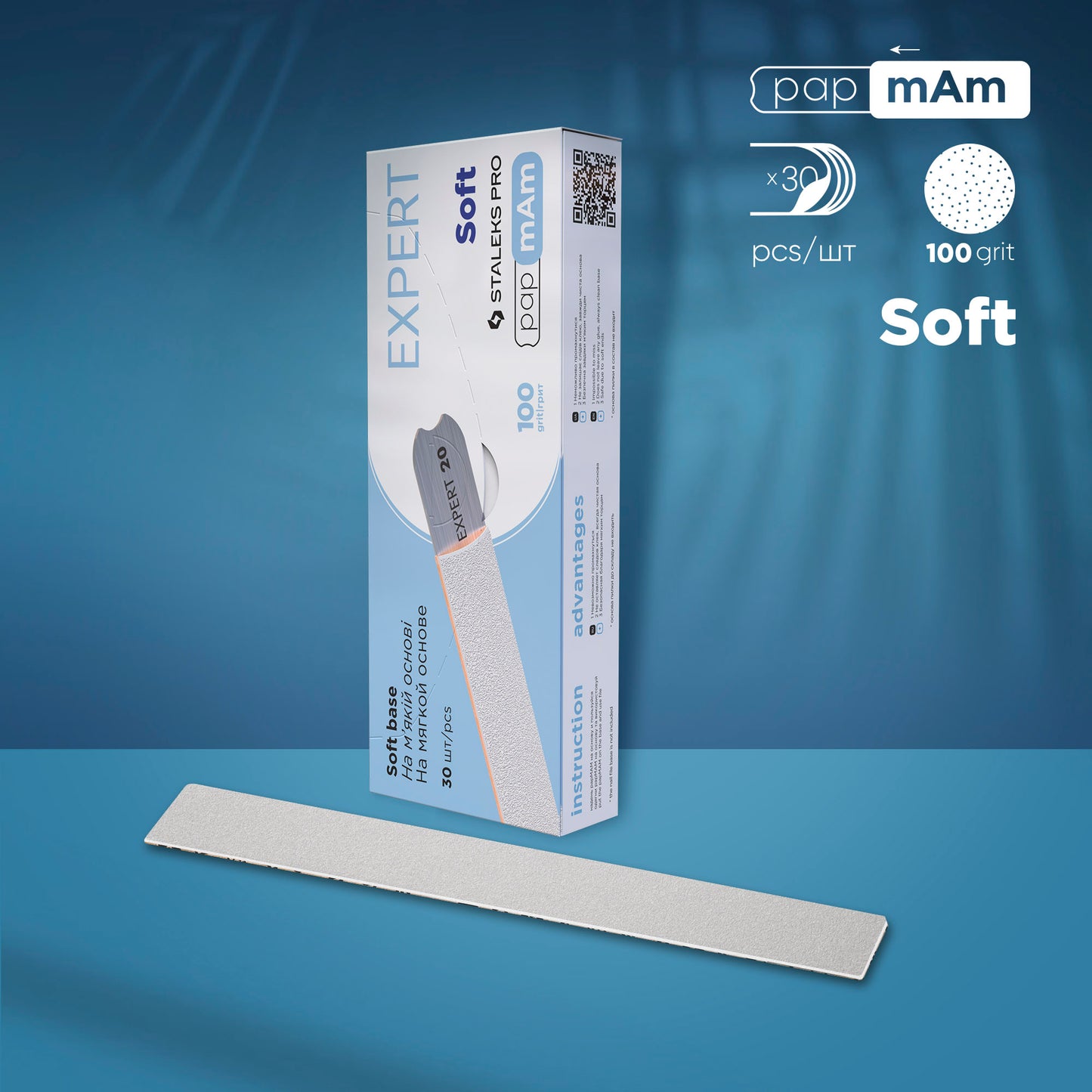 Limas desechables con espuma Staleks Soft Expert. Recta, 20mm