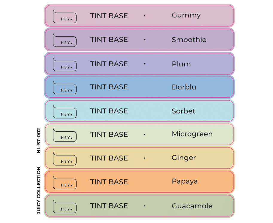 Pegatinas para Tips · HEYLOVE Tint base, Juicy colección