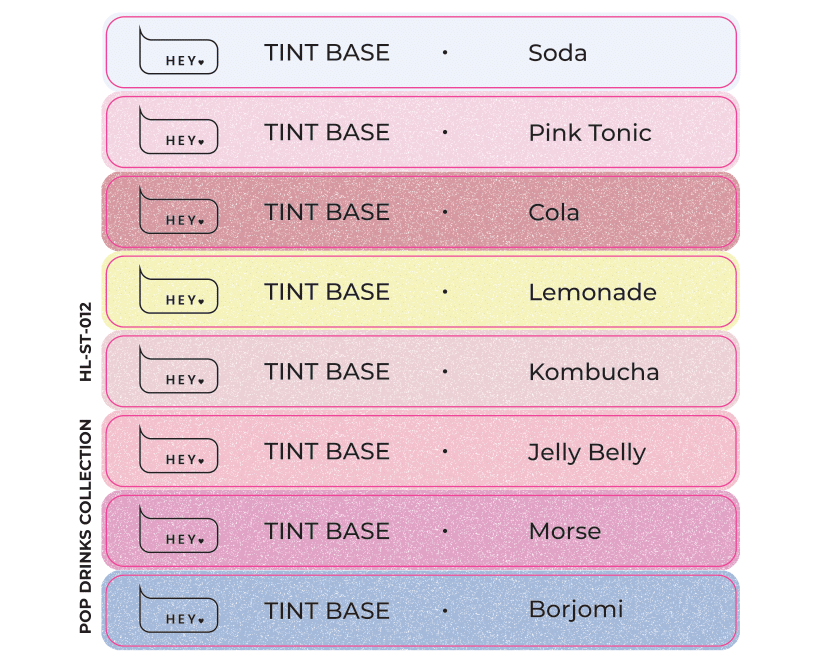 Pegatinas para Tips · HEYLOVE Tint base, Pop Drinks colección
