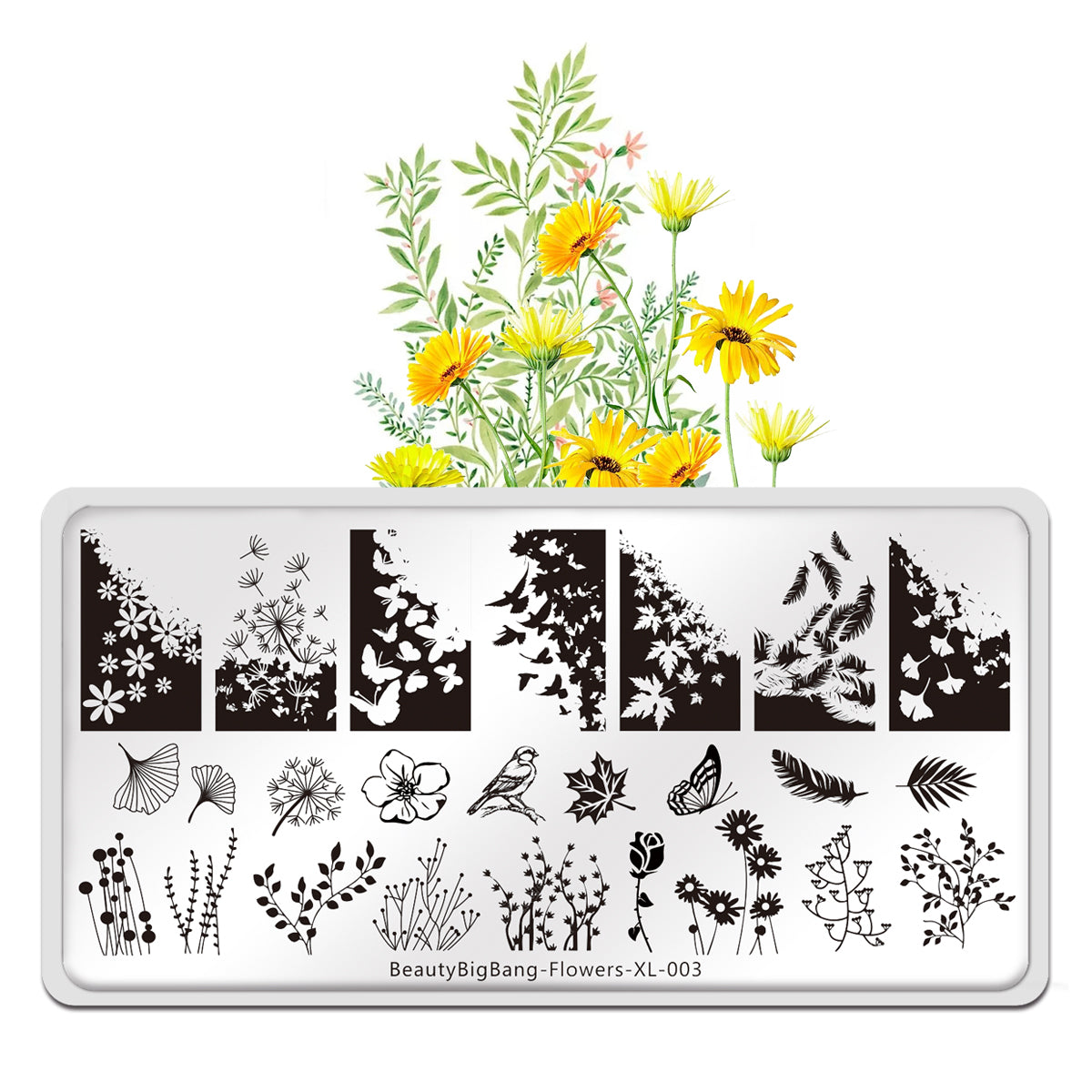 Placa para estampado BeautyBigBang Flowers XL - 003