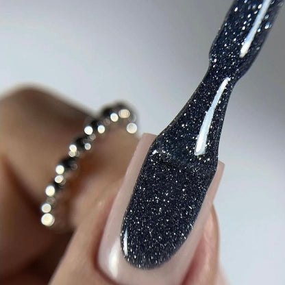 HEYLOVE DARING reflective semi-permanent nail polish. dark blue