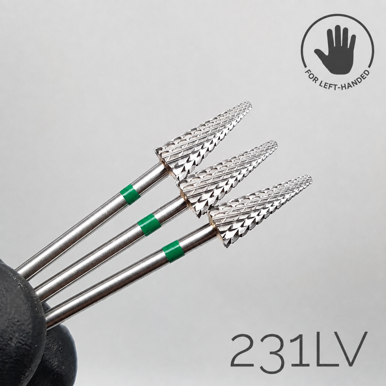Fresa de carburo Cono. Verde, 6mm. 231LV para zurdos