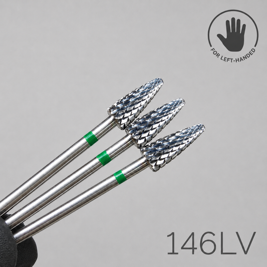 Left-handed carbide burr. Cone. Green, 5mm. 146LV