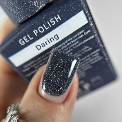 HEYLOVE DARING reflective semi-permanent nail polish. dark blue