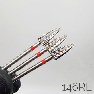 Left-handed carbide burr, taper. Red, 5mm. 146RL