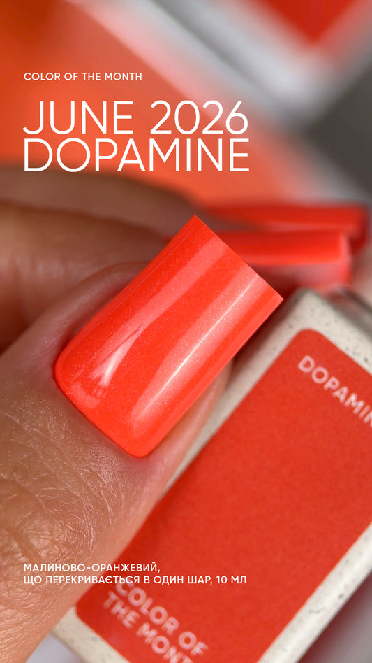 NAILSOFTHEDAY Color of the Month June 2026 Dopamine — frambuesa anaranjado