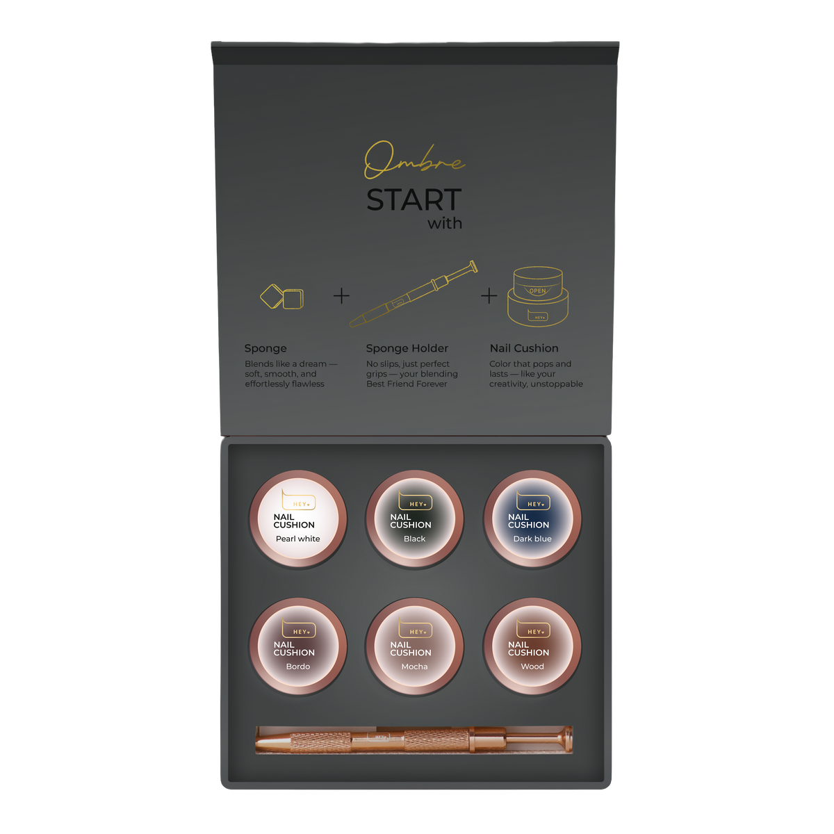 Kit · HEYLOVE · Nail Cushion Set «Graphite», 6 uds. - image 1