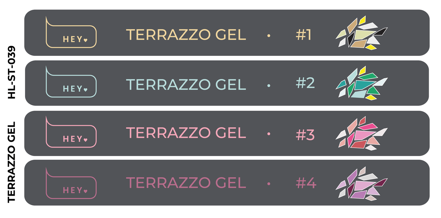 Autocollants pour conseils · Gel TERRAZZO HEYLOVE