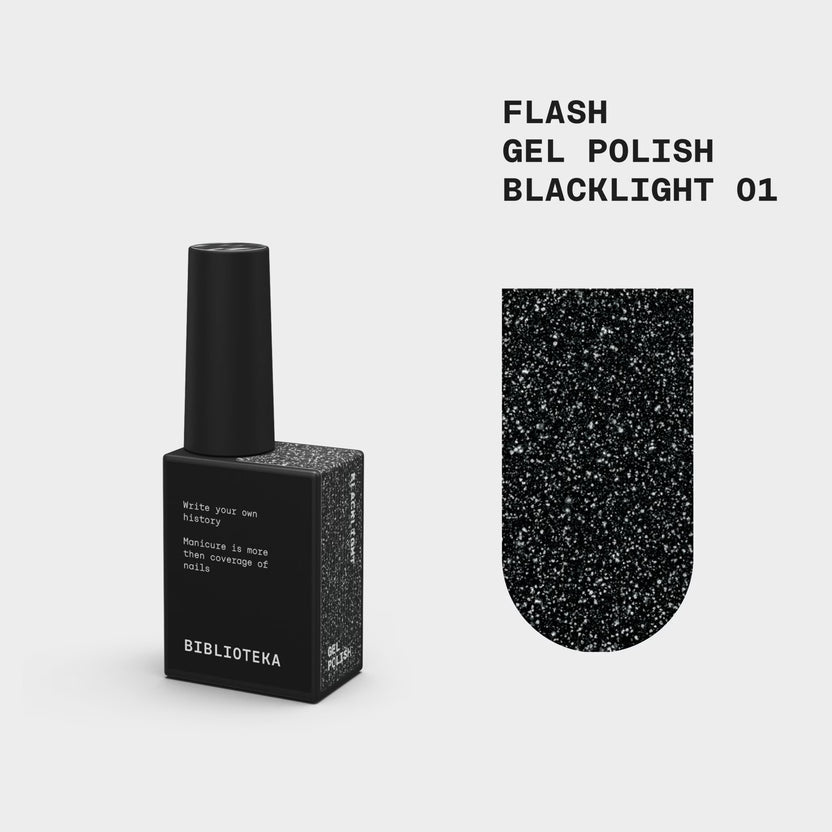 BIBLIOTEKA Flash Gel Polish Nº 01 Blacklight — Negro, 10 ml
