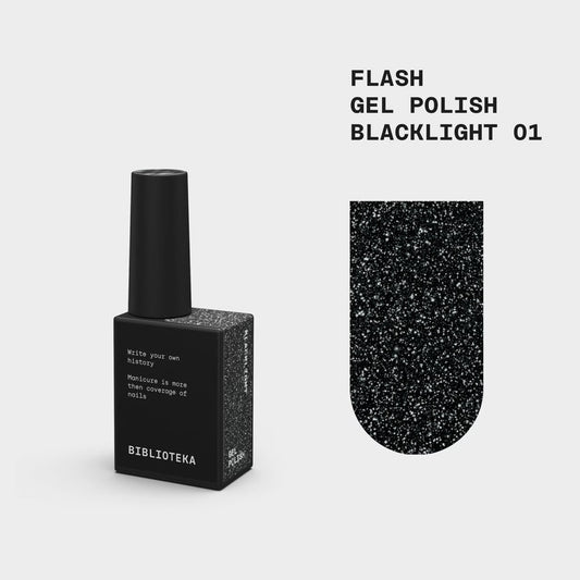 BIBLIOTEKA Flash Gel Polish Nº 01 Blacklight — Negro, 10 ml