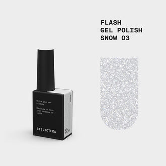 BIBLIOTEKA Flash Gel Polish №03 Snow - blanco plateado, 10 ml