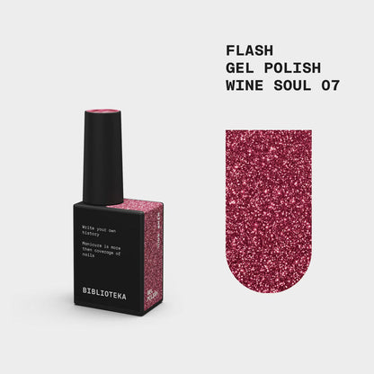 BIBLIOTEKA Flash Gel Polish №07 Wine Soul – burdeos, 10 ml