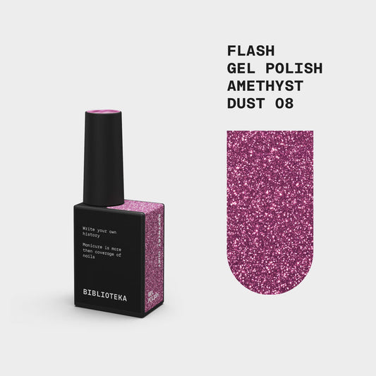 BIBLIOTEKA Flash Gel Polish №08 Amethyst Dust – violeta, 10 ml