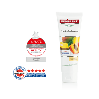 Crema afrutada para los pies con aceite de mango y aceite de melocotón