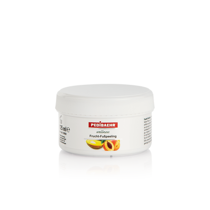 Fruity foot scrub with mango oil and peach oil