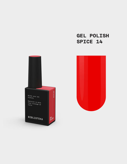 BIBLIOTEKA Esmalte semipermanente Nº14 Spice - Rojo, 10 ml