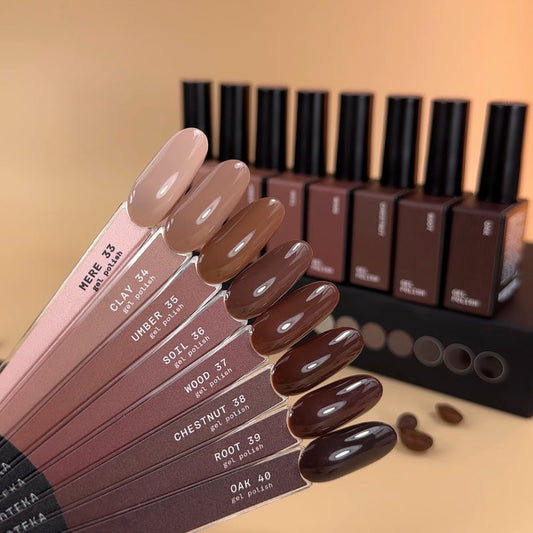 BIBLIOTEKA Gel Polish Set MONO BROWN Collection №33-40
