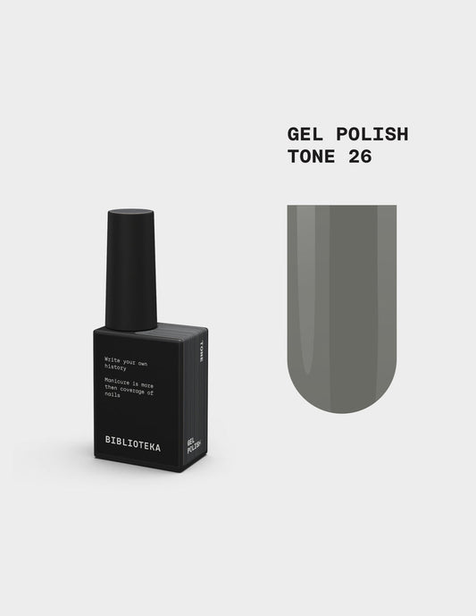 BIBLIOTEKA Esmalte semipermanente Nº 26 Tone - Gris, 10 ml