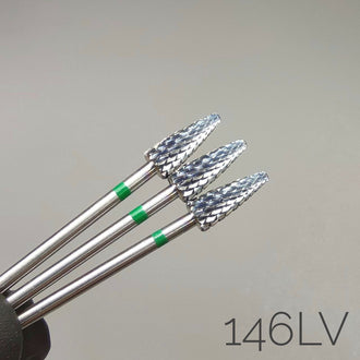 Left-handed carbide burr. Cone. Green, 5mm. 146LV