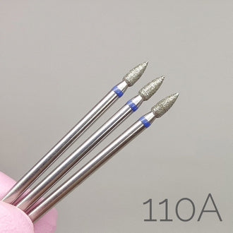 Bullet-shaped diamond bur with pointed tip. Blue, 2.3mm. 110A 