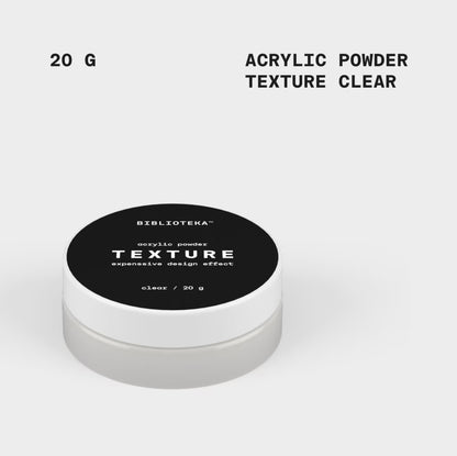 BIBLIOTECA Poudre Acrylique TEXTURE transparente (Grande), 20 g