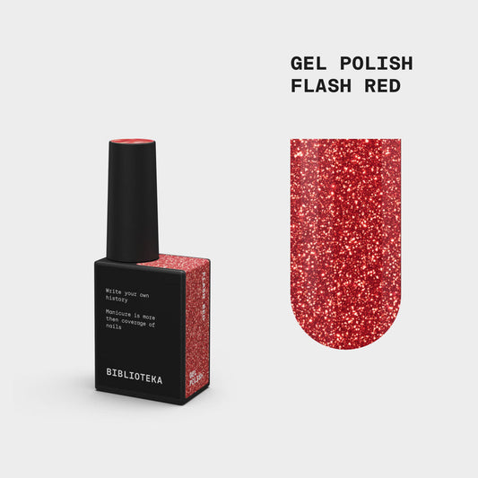 BIBLIOTEKA Esmalte semipermanente reflectante Red – rojo, 10 ml