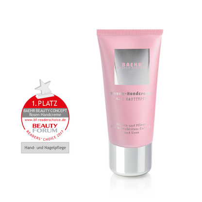 Hand cream with rose petal extract and urea