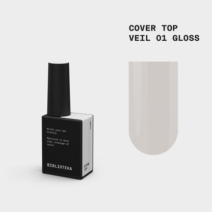 BIBLIOTEKA Gloss Cover TOP №01 Veil - translúcido, 10 ml