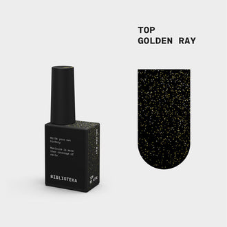 BIBLIOTEKA Top Coat sin capa pegajosa con filtro UV - Golden Ray, 10 ml