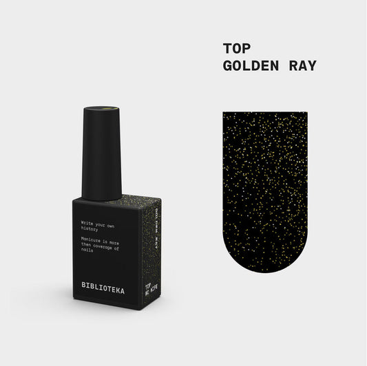 BIBLIOTEKA Top Coat sin capa pegajosa con filtro UV - Golden Ray, 10 ml