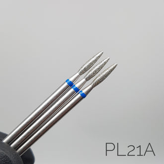 Flame diamond bur without tip. Blue, 2.1mm. PL21A