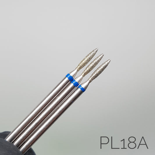 Fresa de diamante Llama sin punta. Azul, 1.8mm. PL18A