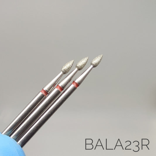 Fresa de diamante Bala sin punta. Roja, 2.3mm. Bala023